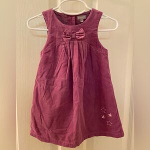 Grain de ble Girls Purple Corduroy Pinafore Button Down Back Dress Sz 24 Months